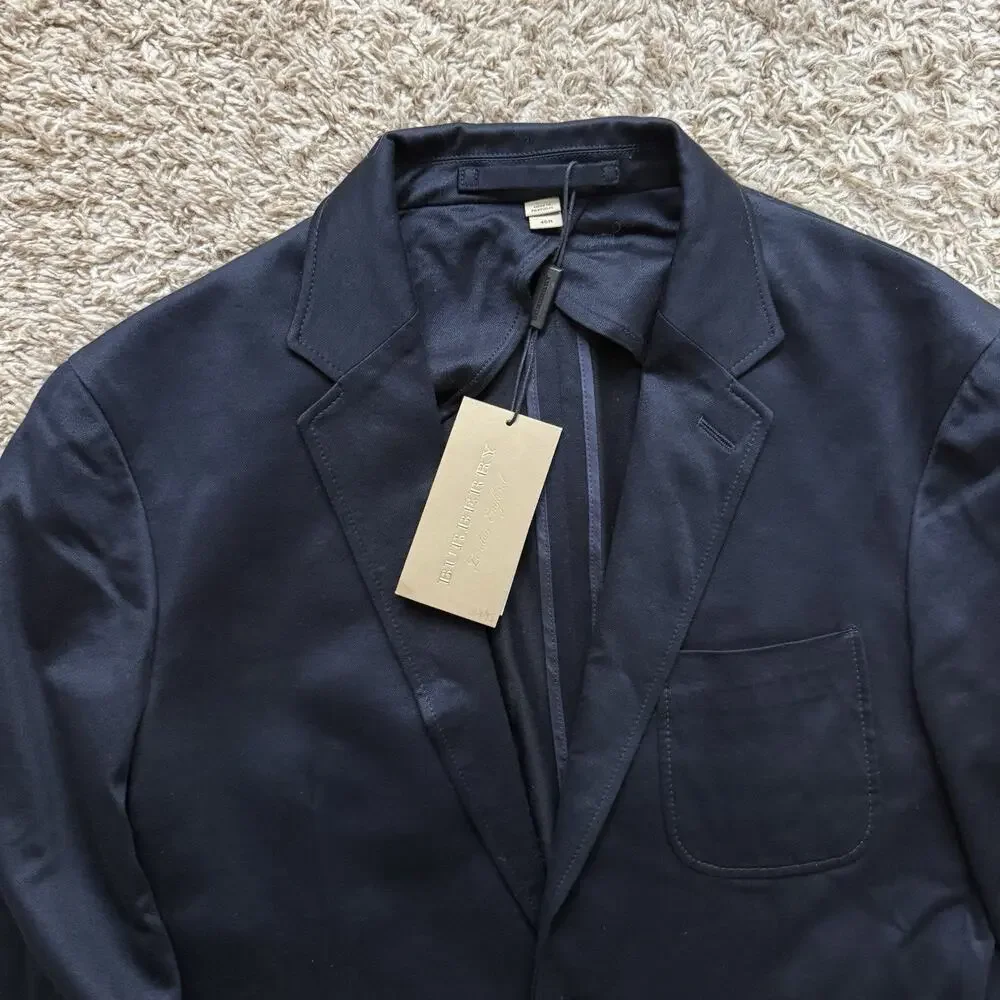 $795 NWT Burberry Navy Blue Sport Coat Travel Suit Jacket Mens IT Size 46R / 36R